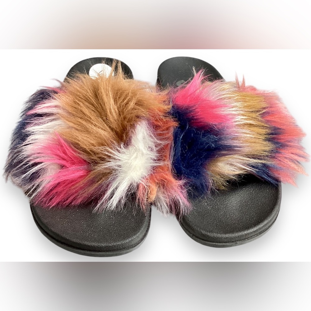 Mad Love Colorful Fuzzy Slide Sandals multicolor Y2K